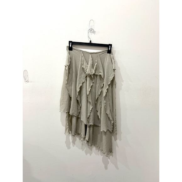 Armani Collezioni Distressed Ruffle Midi Asymmetric Skirt Gray Women's Size 8 - Picture 2 of 5